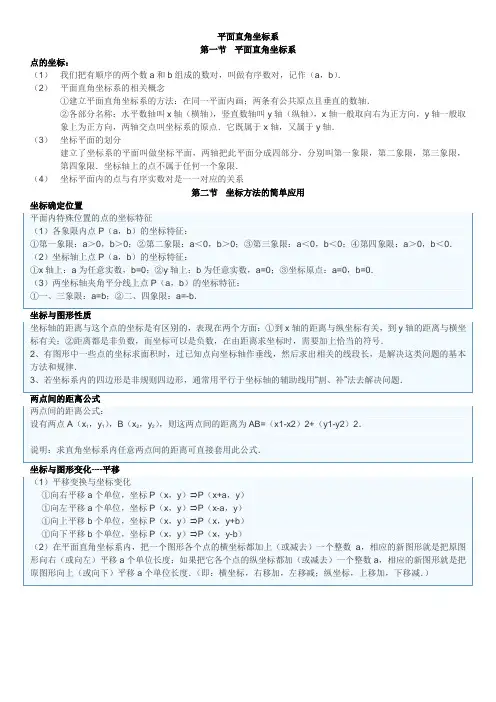 平面直角坐标系知识点总结