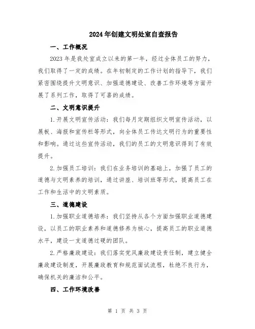2024年创建文明处室自查报告