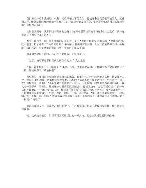 高分作文范文-让我爱恨不能的一个人