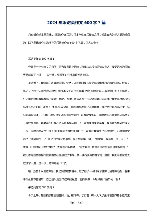 2024年采访类作文600字7篇