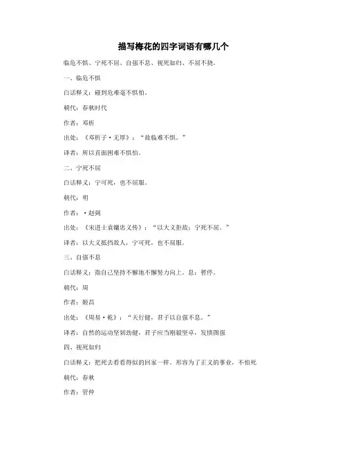 描写梅花的四字词语有哪几个