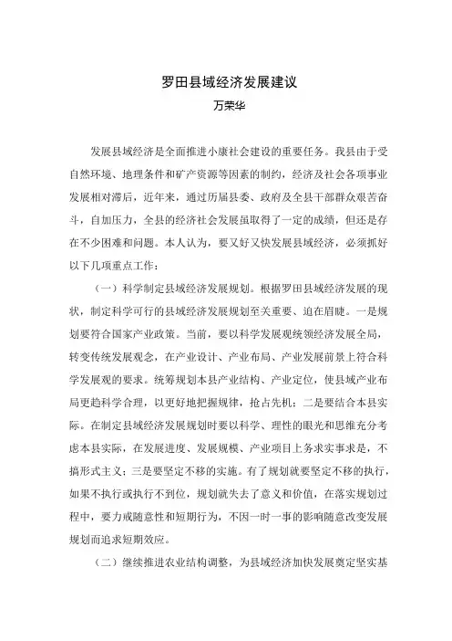 罗田县域经济发展建议及对策