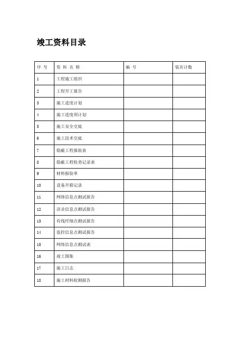 综合布线施工计划(完整版各种表格)
