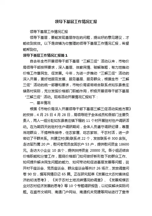 领导下基层工作情况汇报
