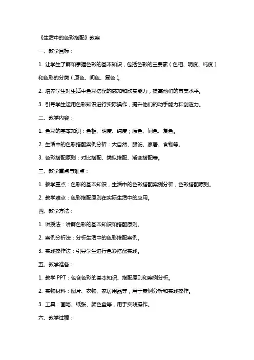 《生活中的色彩搭配》教案
