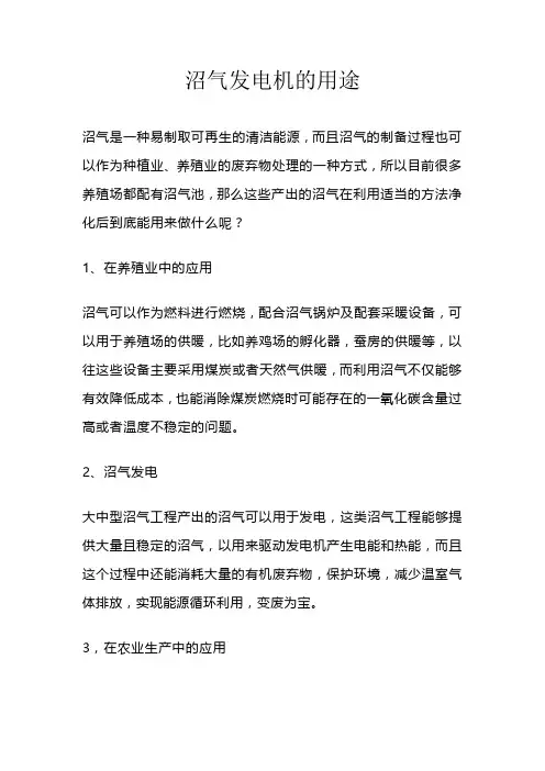 沼气发电机的用途