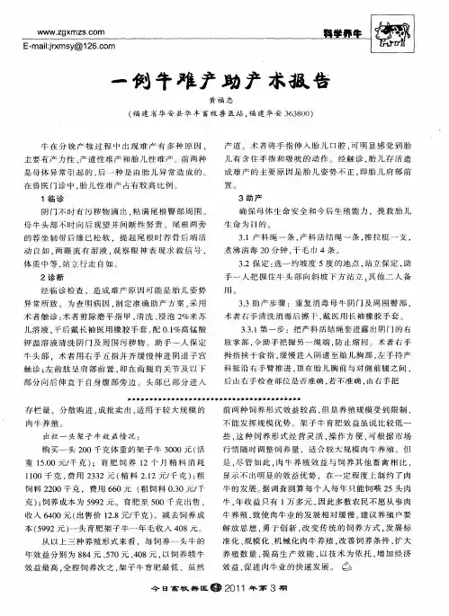 一例牛难产助产术报告