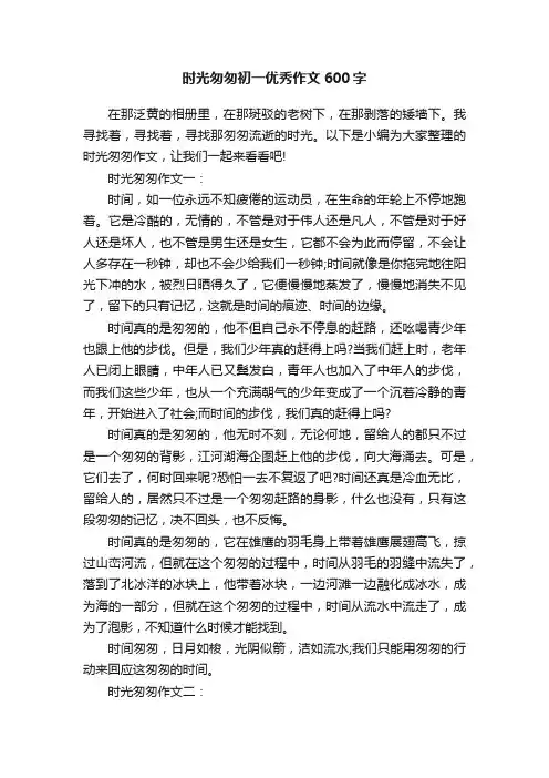 时光匆匆初一优秀作文600字