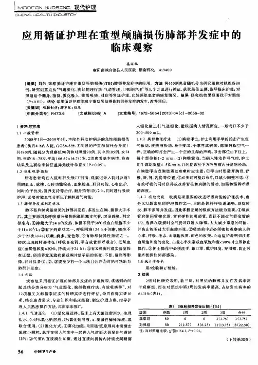 立用循证护理在重型颅脑损伤肺部并发症中的临床观察