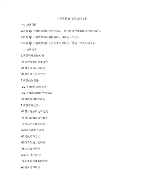 工程质量qc小组培训方案