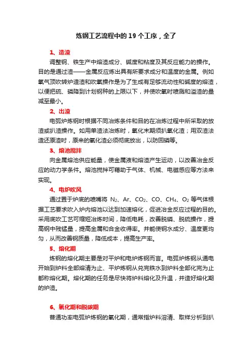 炼钢工艺流程中的19个工序，全了
