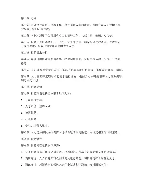 员工招聘管理制度