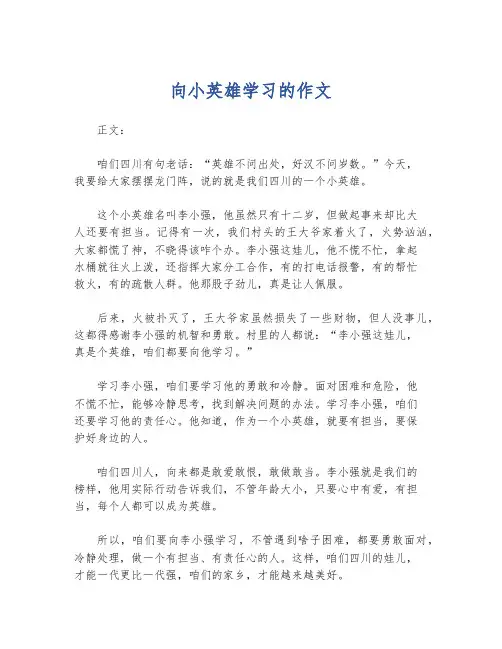向小英雄学习的作文