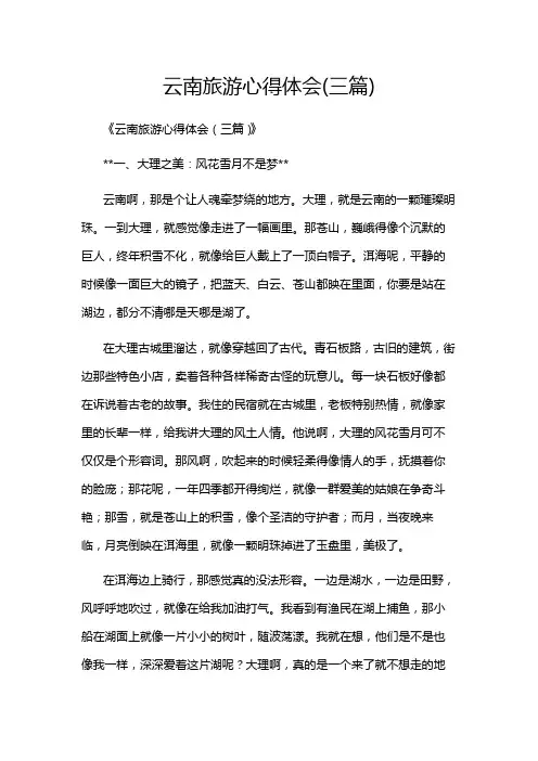 云南旅游心得体会(三篇)