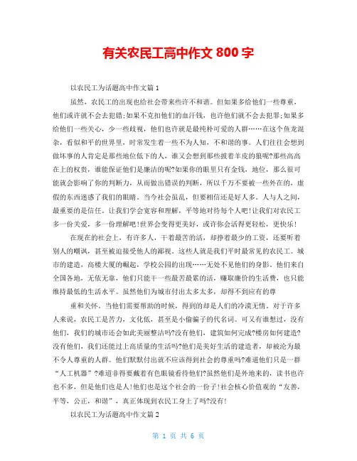 有关农民工高中作文800字