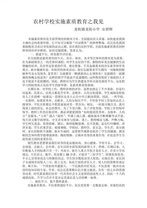 农村学校实施素质教育之我见