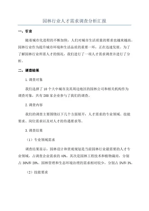 园林行业人才需求调查分析汇报