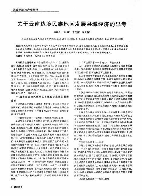 关于云南边境民族地区发展县域经济的思考
