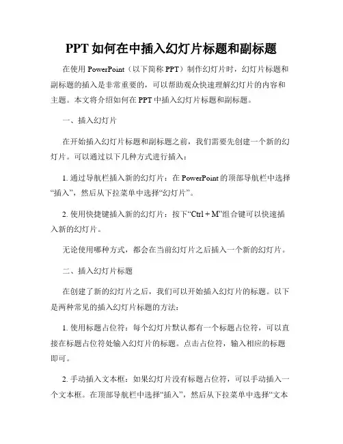 PPT如何在中插入幻灯片标题和副标题