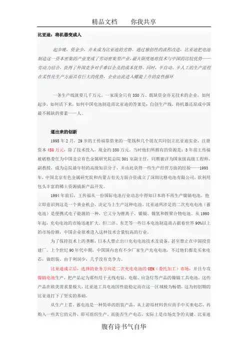 比亚迪比较优势案例