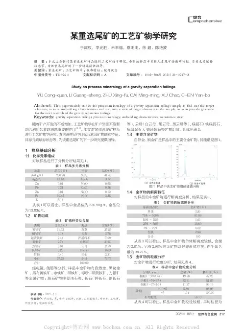 某重选尾矿的工艺矿物学研究