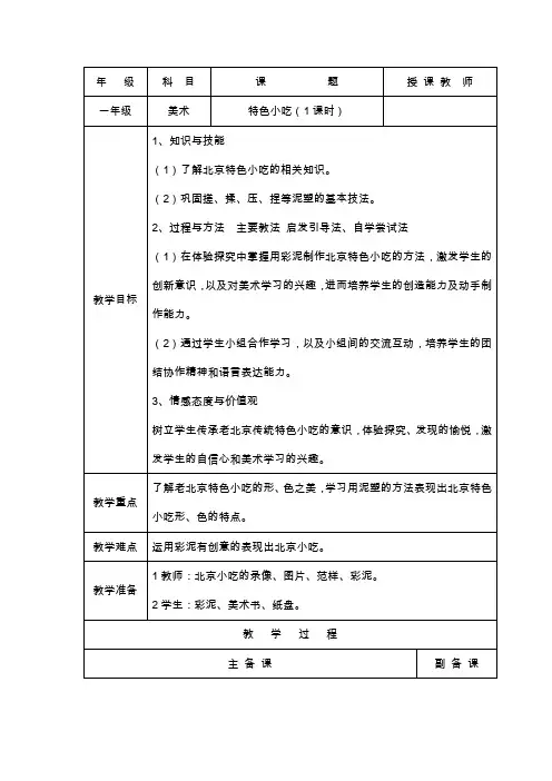 特色小吃 教案