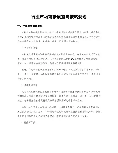 行业市场前景展望与策略规划