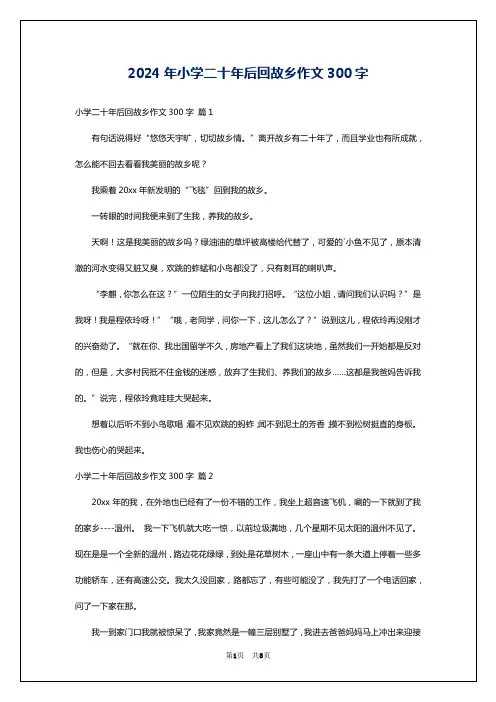2024年小学二十年后回故乡作文300字