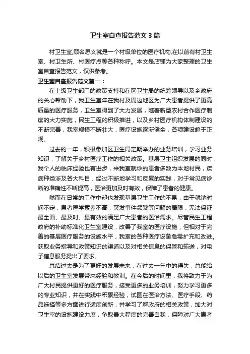 卫生室自查报告范文3篇