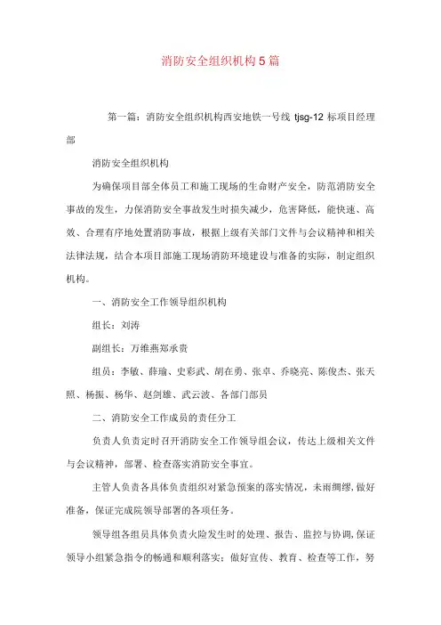 消防安全组织机构5篇