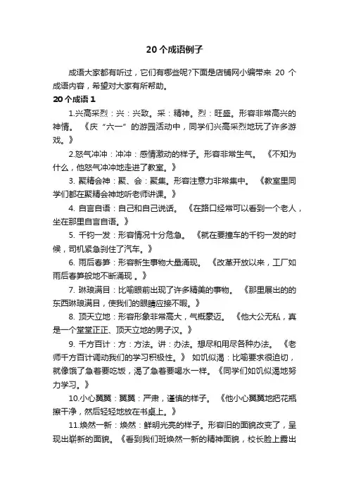 20个成语例子
