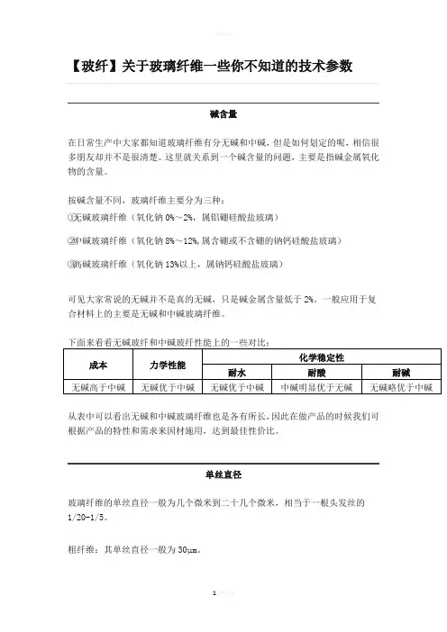 关于玻璃纤维一些你不知道的技术参数