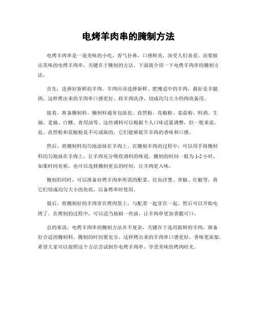 电烤羊肉串的腌制方法