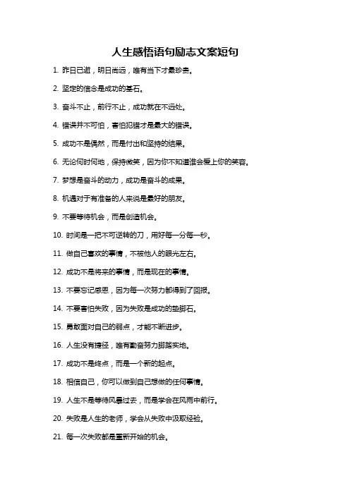 人生感悟语句励志文案短句