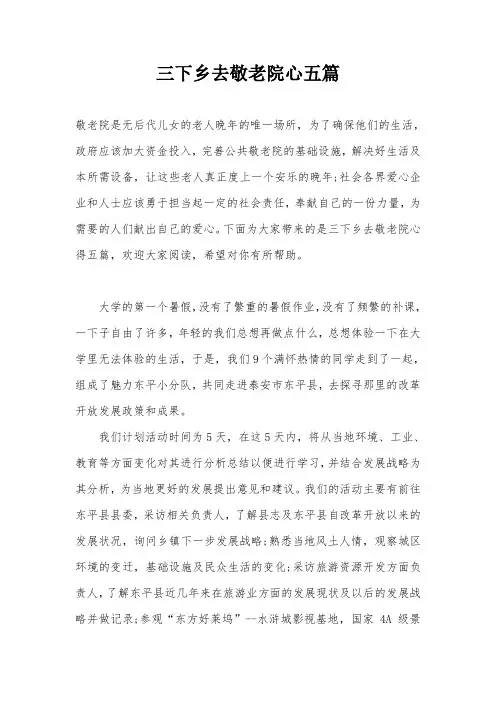 三下乡去敬老院心五篇