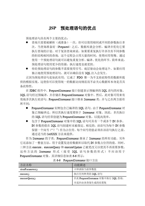 JSP  预处理语句的优点