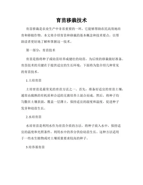 育苗移栽技术