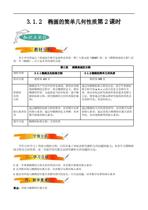 3.1.2 椭圆的简单几何性质(第2课时)备课笔记