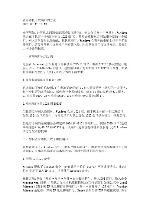 查看本机开放端口的方法