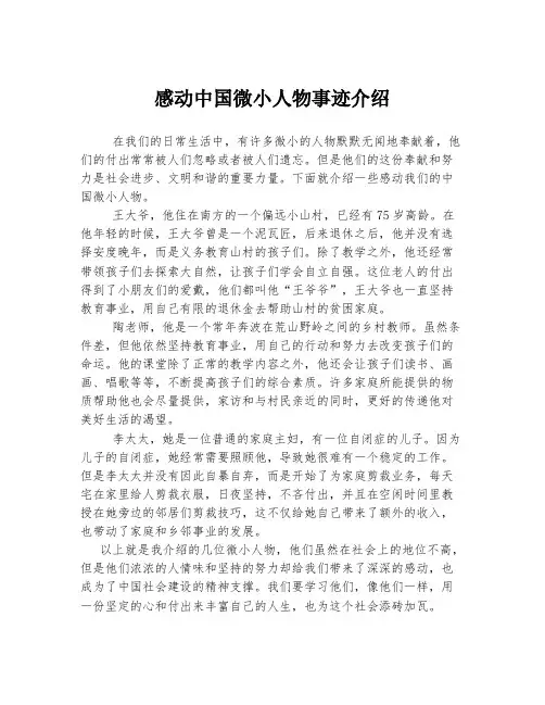 感动中国微小人物事迹介绍