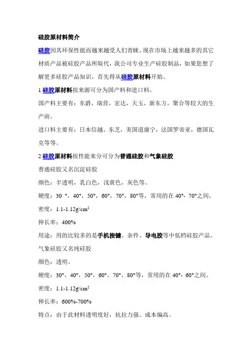硅胶原材料简介
