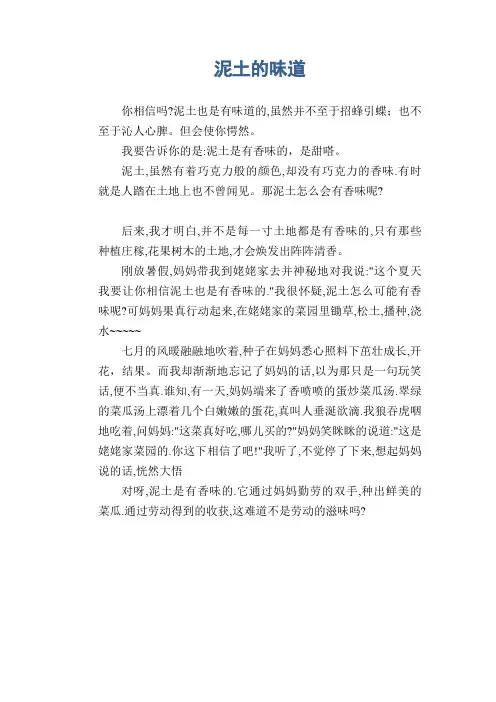 初中生优秀经典作文：泥土的味道
