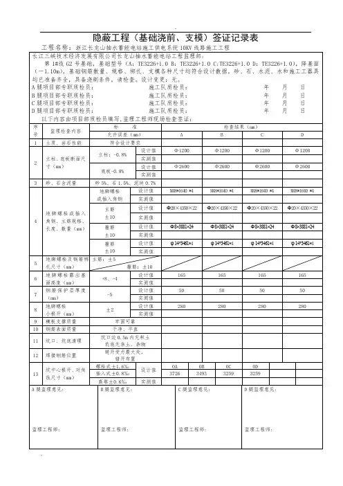 铁塔基础隐蔽工程模版