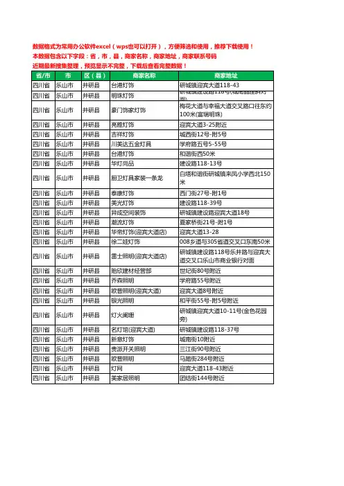 2020新版四川省乐山市井研县照明工商企业公司商家名录名单黄页联系电话号码地址大全27家