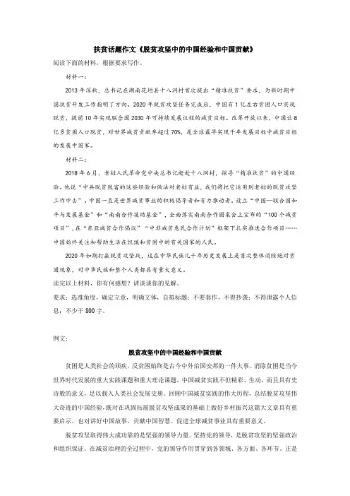 扶贫话题作文《脱贫攻坚中的中国经验和中国贡献》