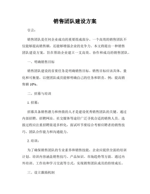销售团队建设方案