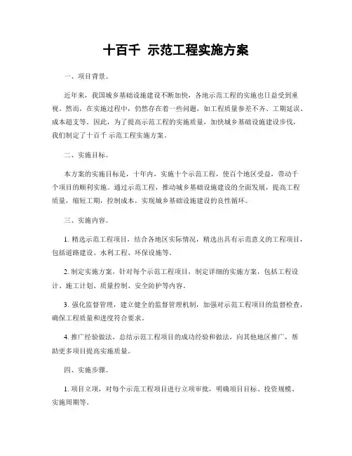 十百千 示范工程实施方案