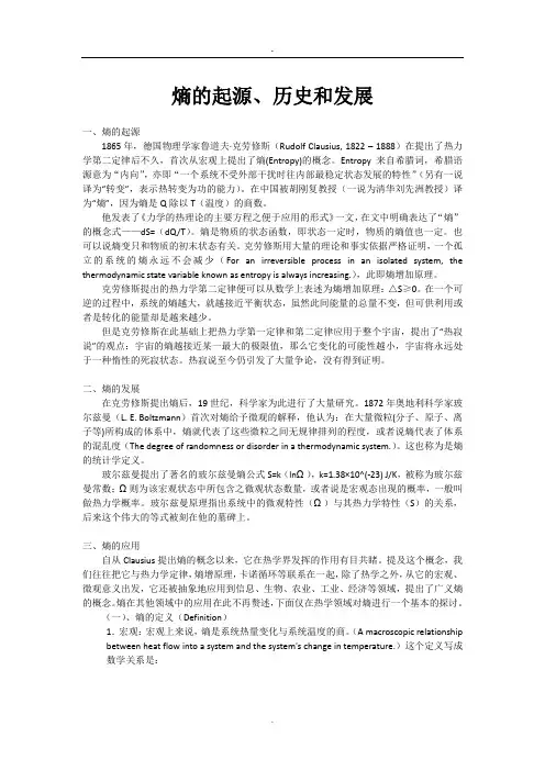 熵的起源、历史和发展