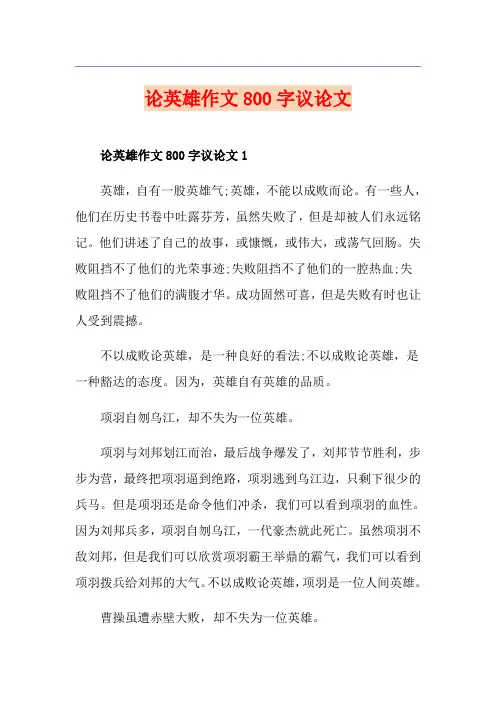 论英雄作文800字议论文