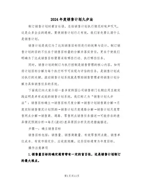2024年度销售计划九步法（二篇）